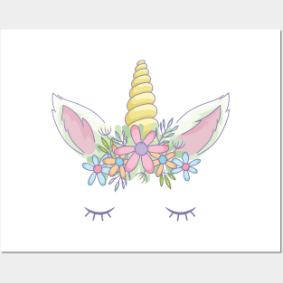 Unicorn - Cute Unicorn Crown Posters and Art